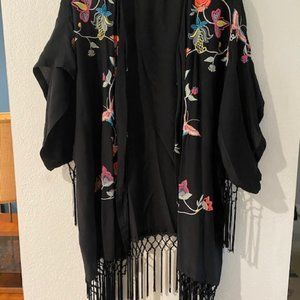 Johnny Was Black Butterfly Kimono Outerwear Size L